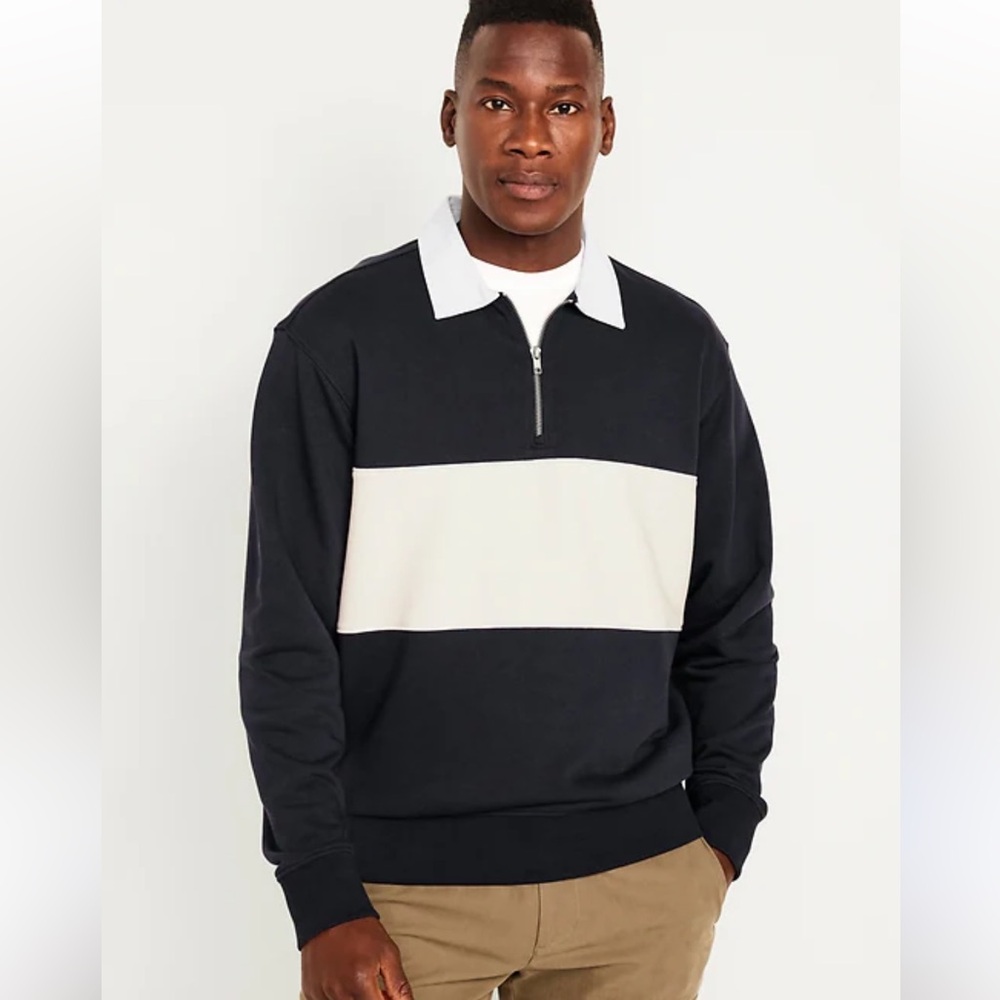 Brand new with Tags Men’s Old Navy Quarter Zip Rugby Stripe Polo Size Medium
